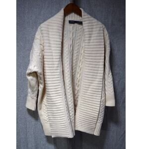 Polo Ralph Lauren Cream Cable Knit Shawl Collar Cardigan Sweater Size M